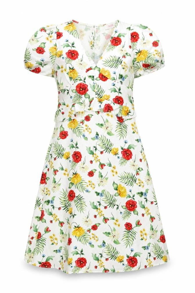 Savida Women's Multicoloured Floral Fit & Flare V-Neck Dress Size 10