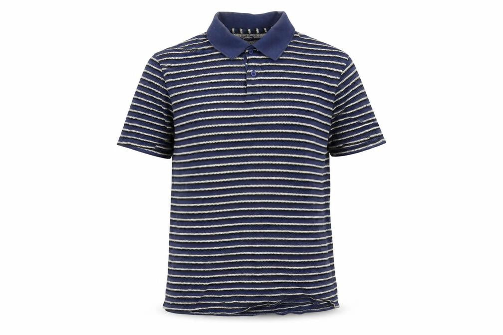 Dunnes Men's Blue Striped Regular Fit Cotton Polo Shirt Medium