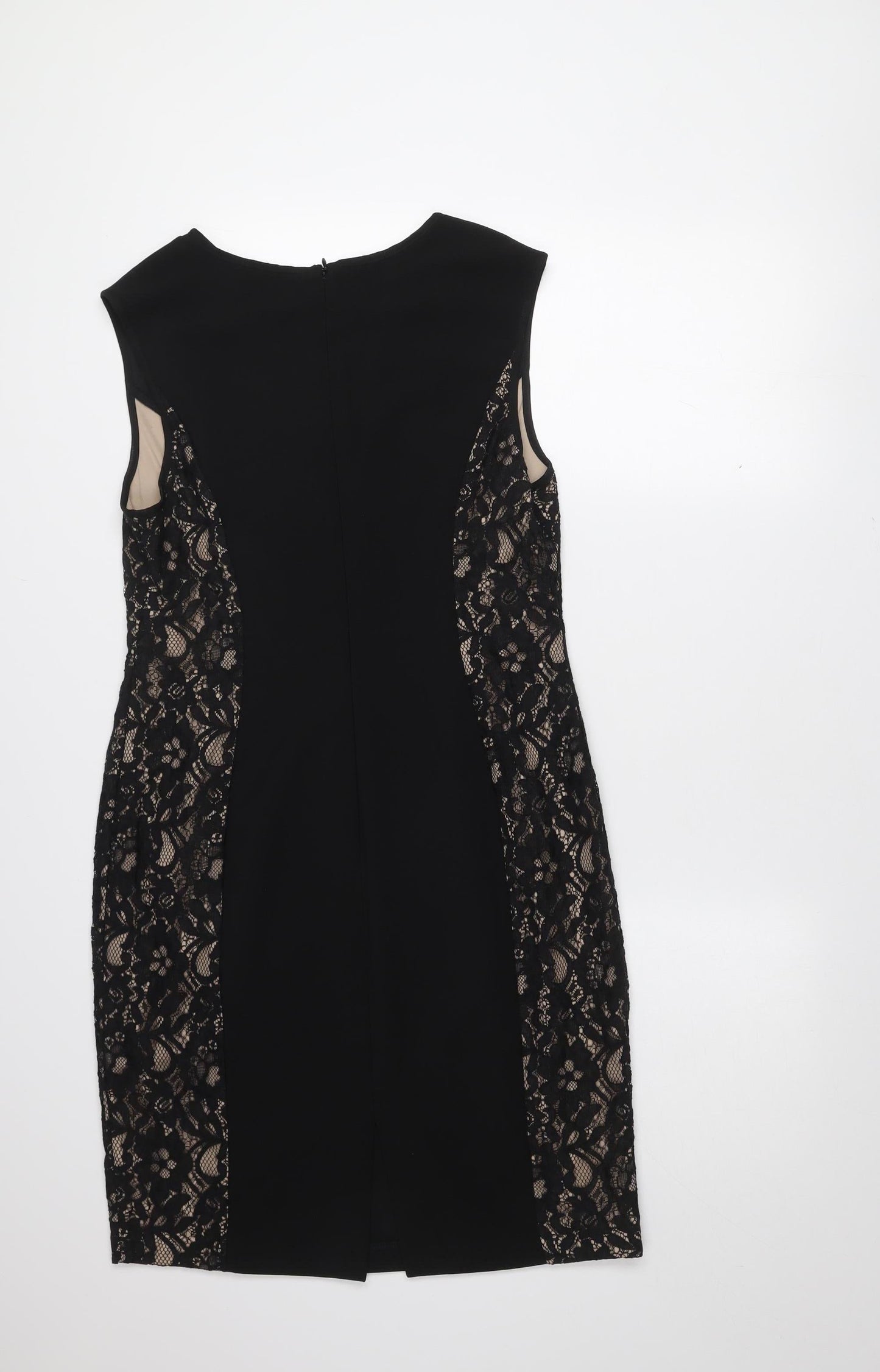 Wallis Women’s Black Lace Panel Sheath Knee Length Dress Size 14