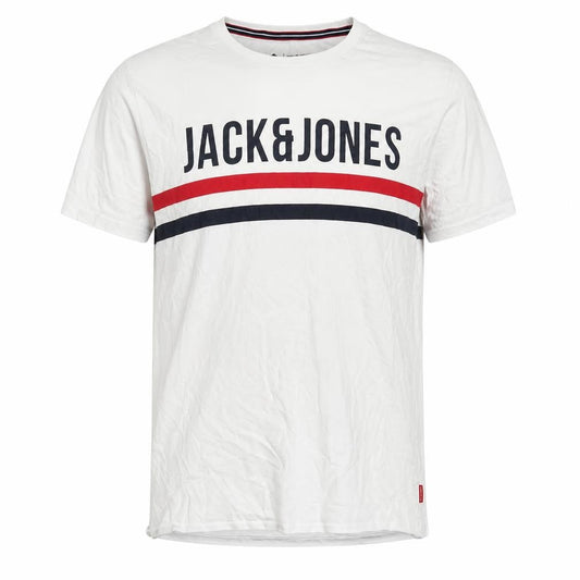 Jack & Jones Men's White Graphic Core T-Shirt L Crew Neck