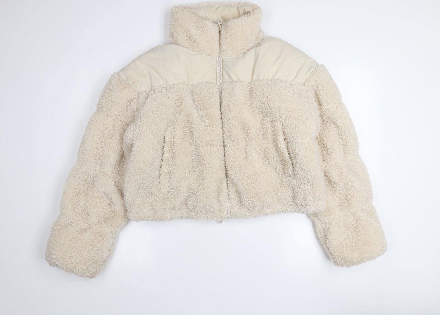 H&M Divided Women’s Beige Cropped Puffer Jacket Size S