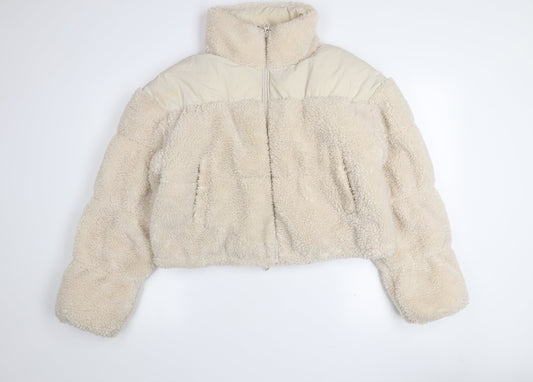 H&M Divided Women’s Beige Cropped Puffer Jacket Size S