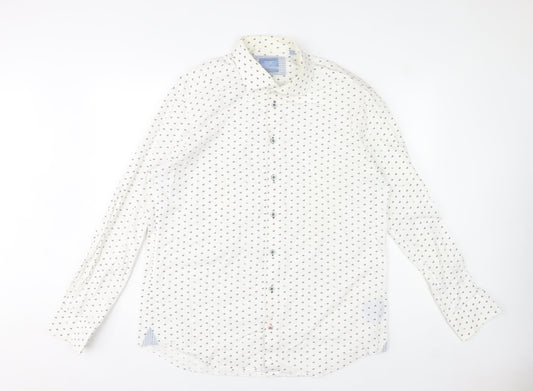 Tresanti Celeste Men's White Printed Slim Fit Formal Dress Shirt 18/45