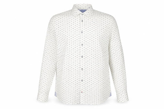 Tresanti Celeste Men's White Printed Slim Fit Formal Dress Shirt 18/45