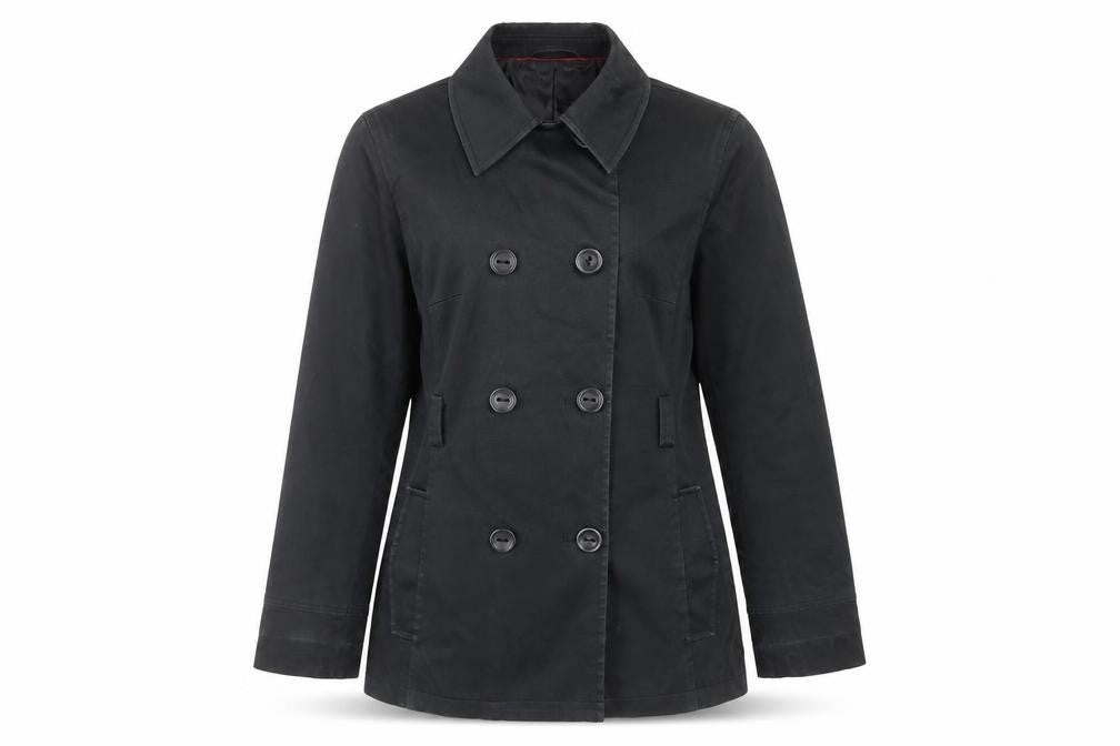 John Lewis Women’s Black Pea Coat Size 10 Cotton Blend Mid-Length