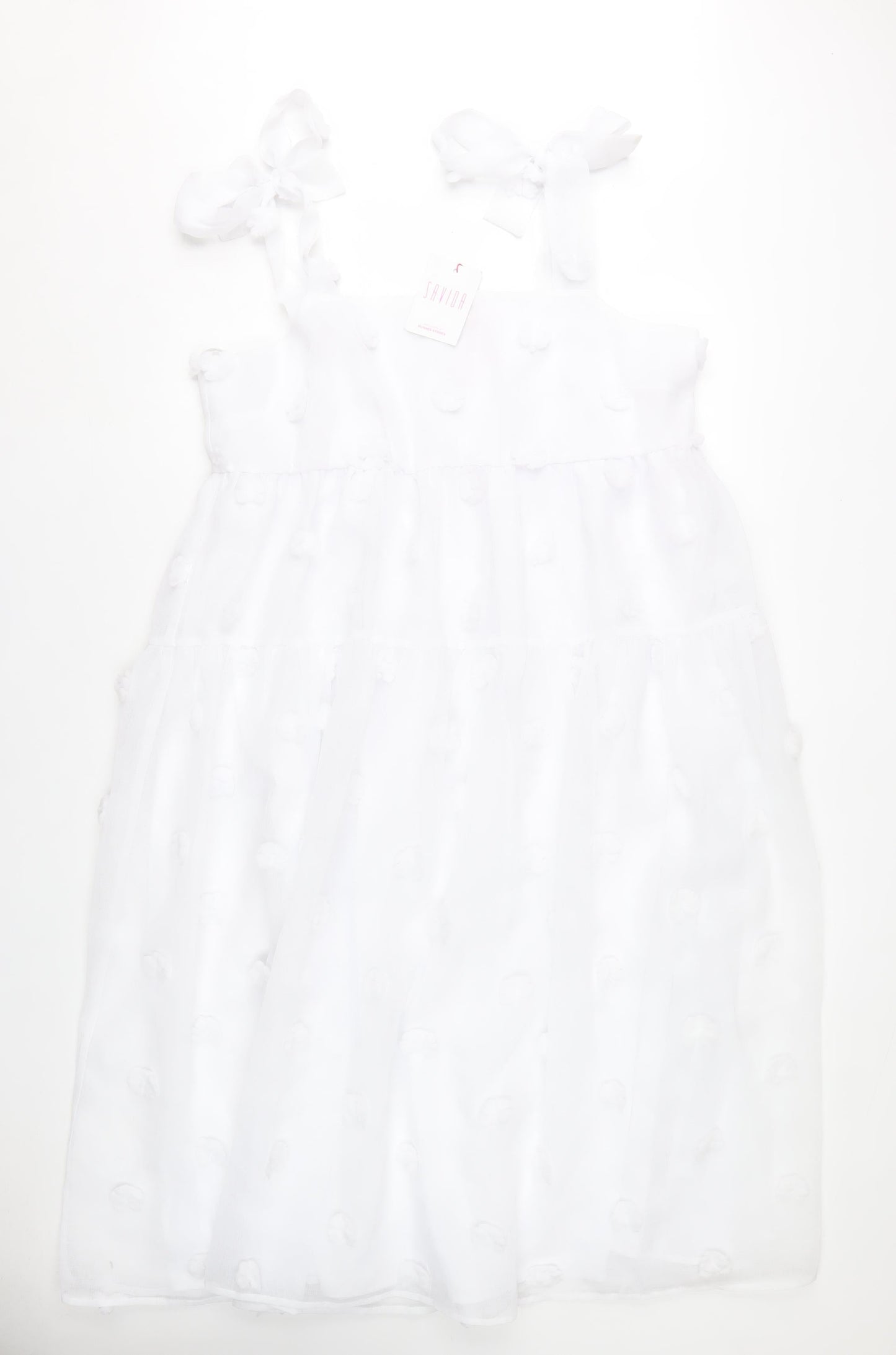 Savida Womens White 2XL A-Line Sleeveless Bow Strap Dress