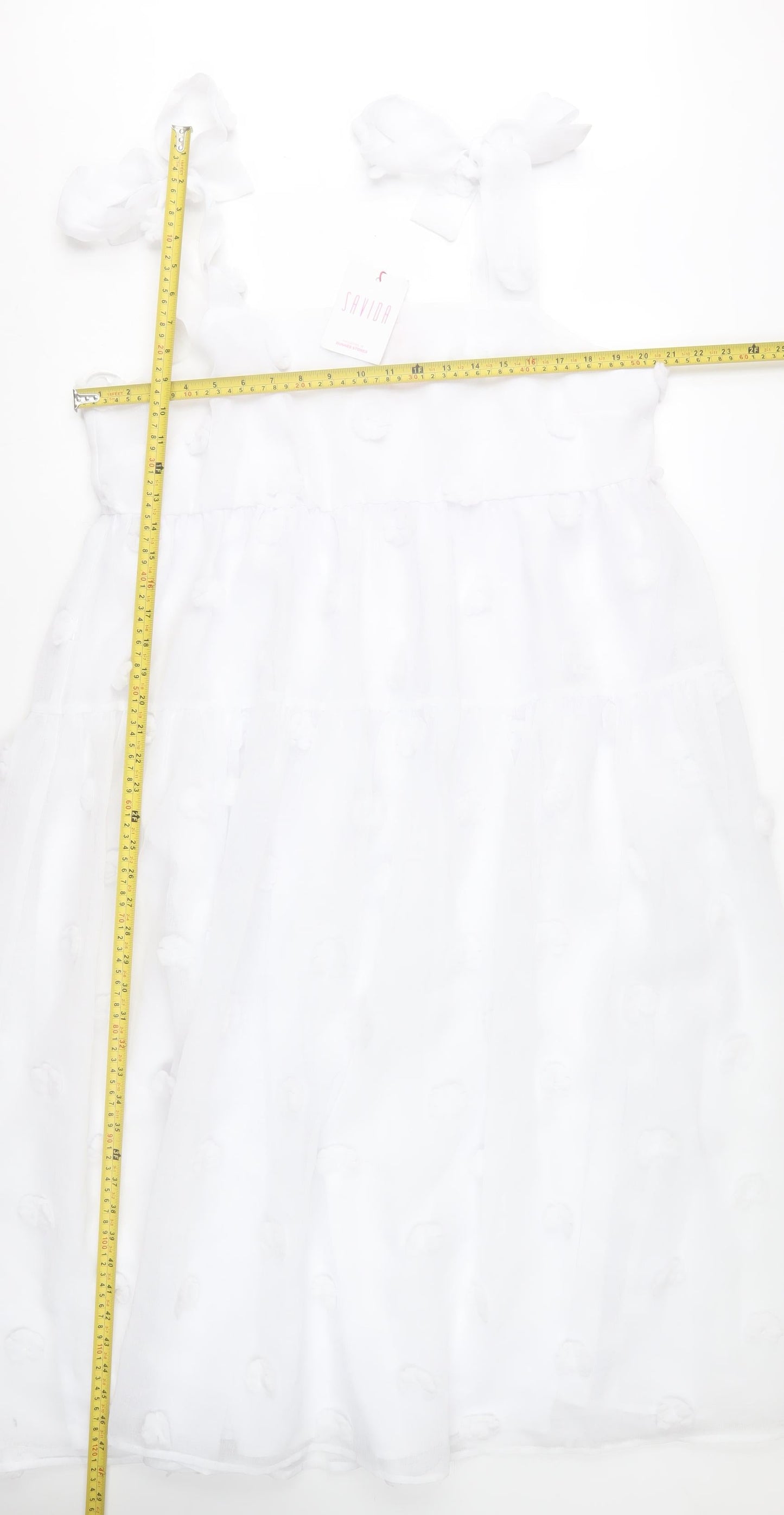 Savida Womens White 2XL A-Line Sleeveless Bow Strap Dress
