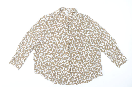 Marks and Spencer Women’s Beige Geometric Blouse Size 20 Cupro Viscose