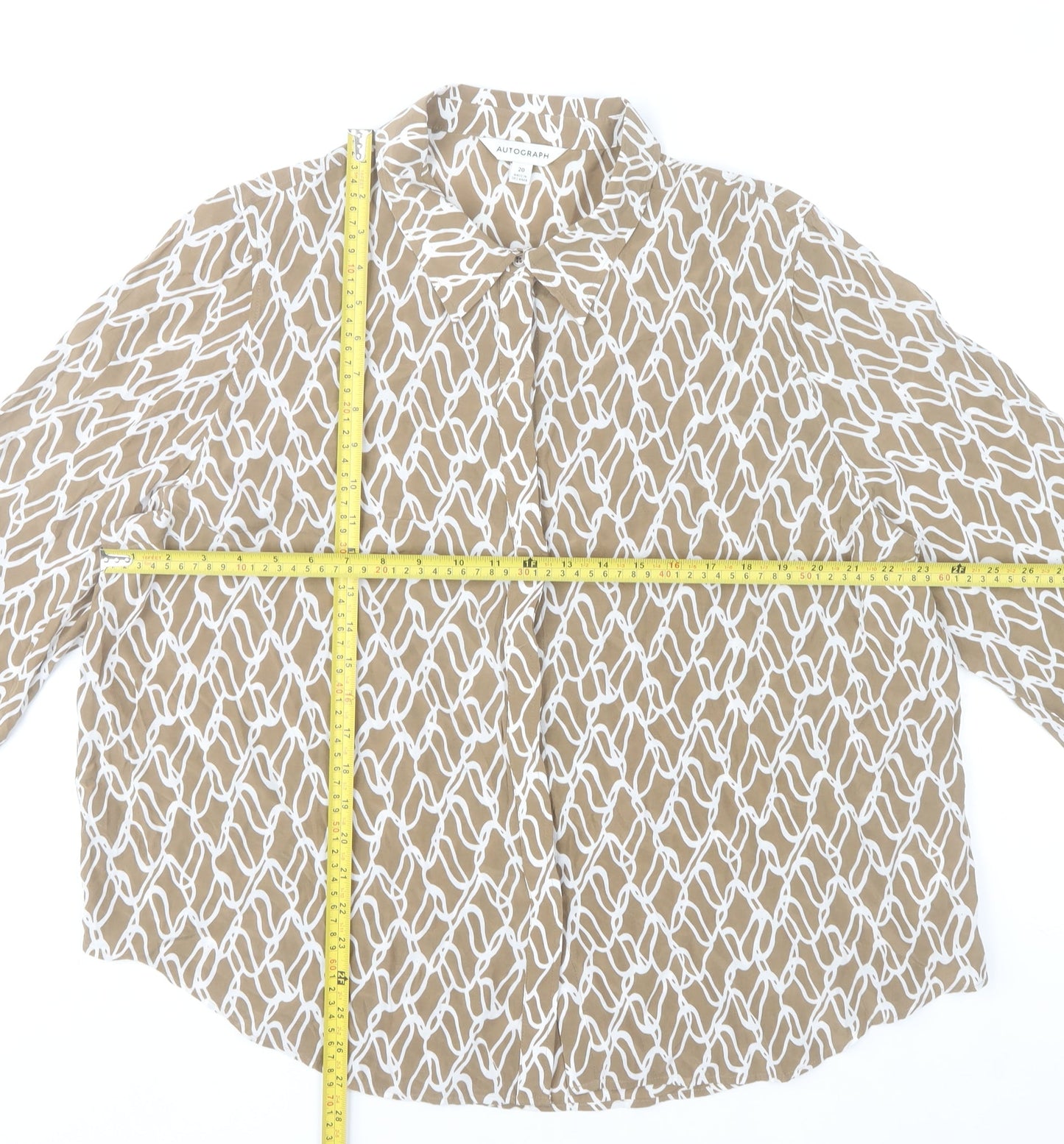Marks and Spencer Women’s Beige Geometric Blouse Size 20 Cupro Viscose