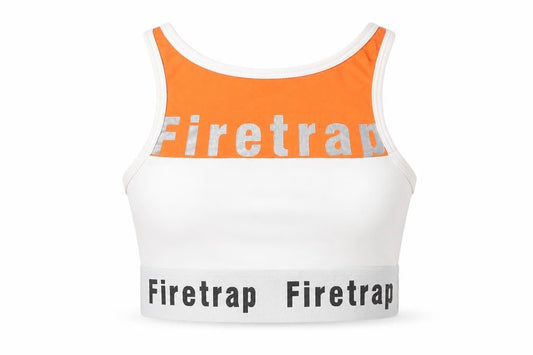 Firetrap Women's White Orange Cropped Racerback Tank Top Size 8