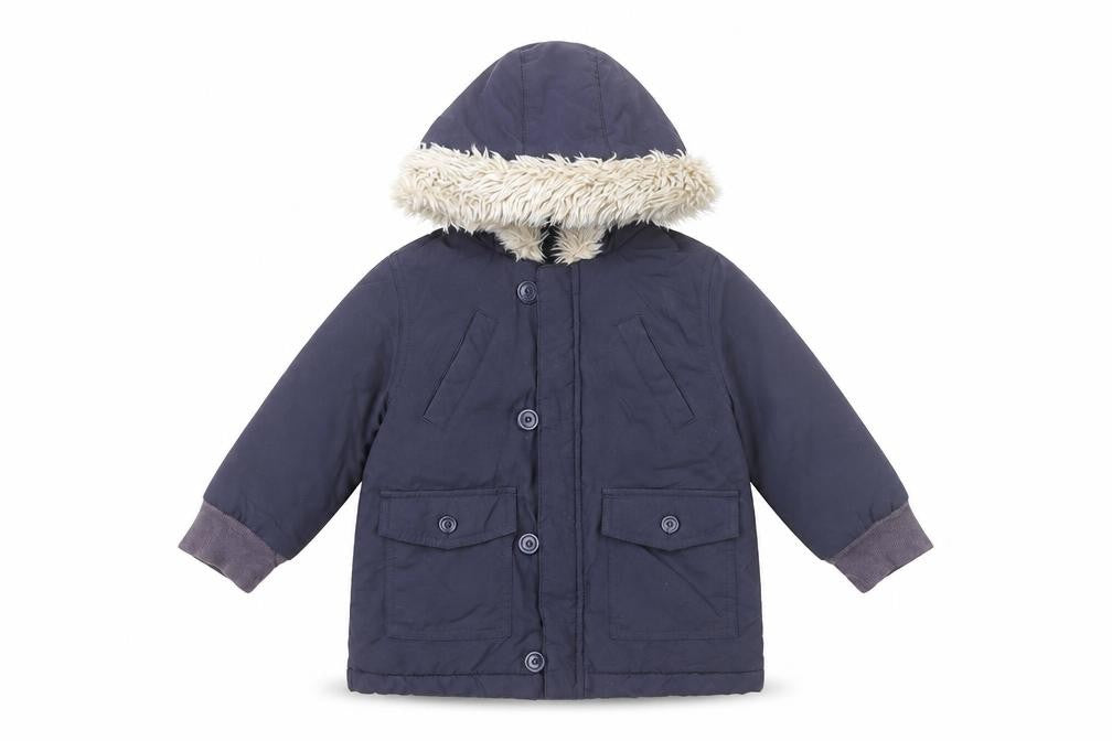 Marks & Spencer Unisex Baby Blue Hooded Faux Fur Parka Coat 18-24 Months