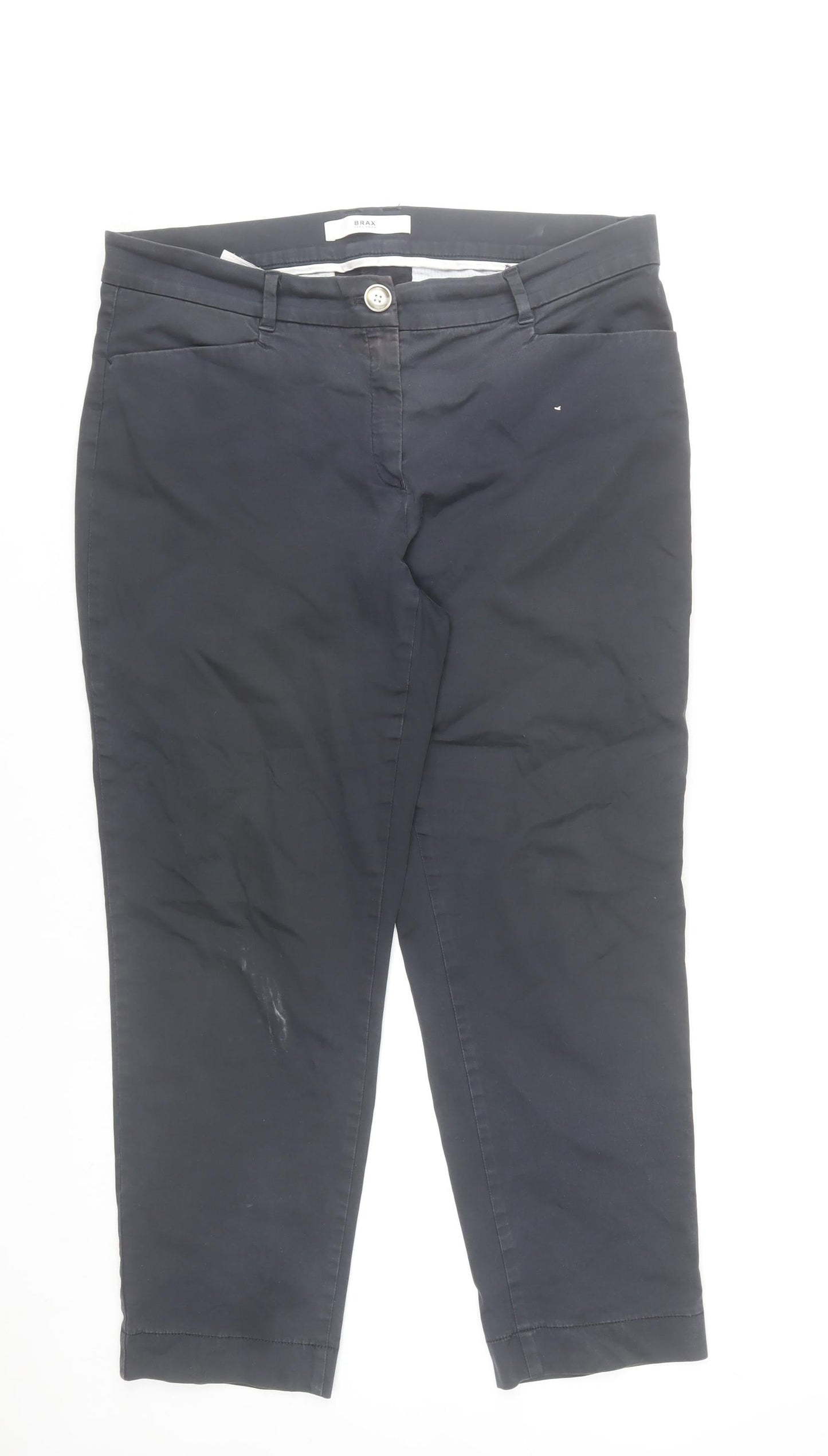 Brax Feel Good Women's Black Chino Trousers Size 16R Cotton Blend