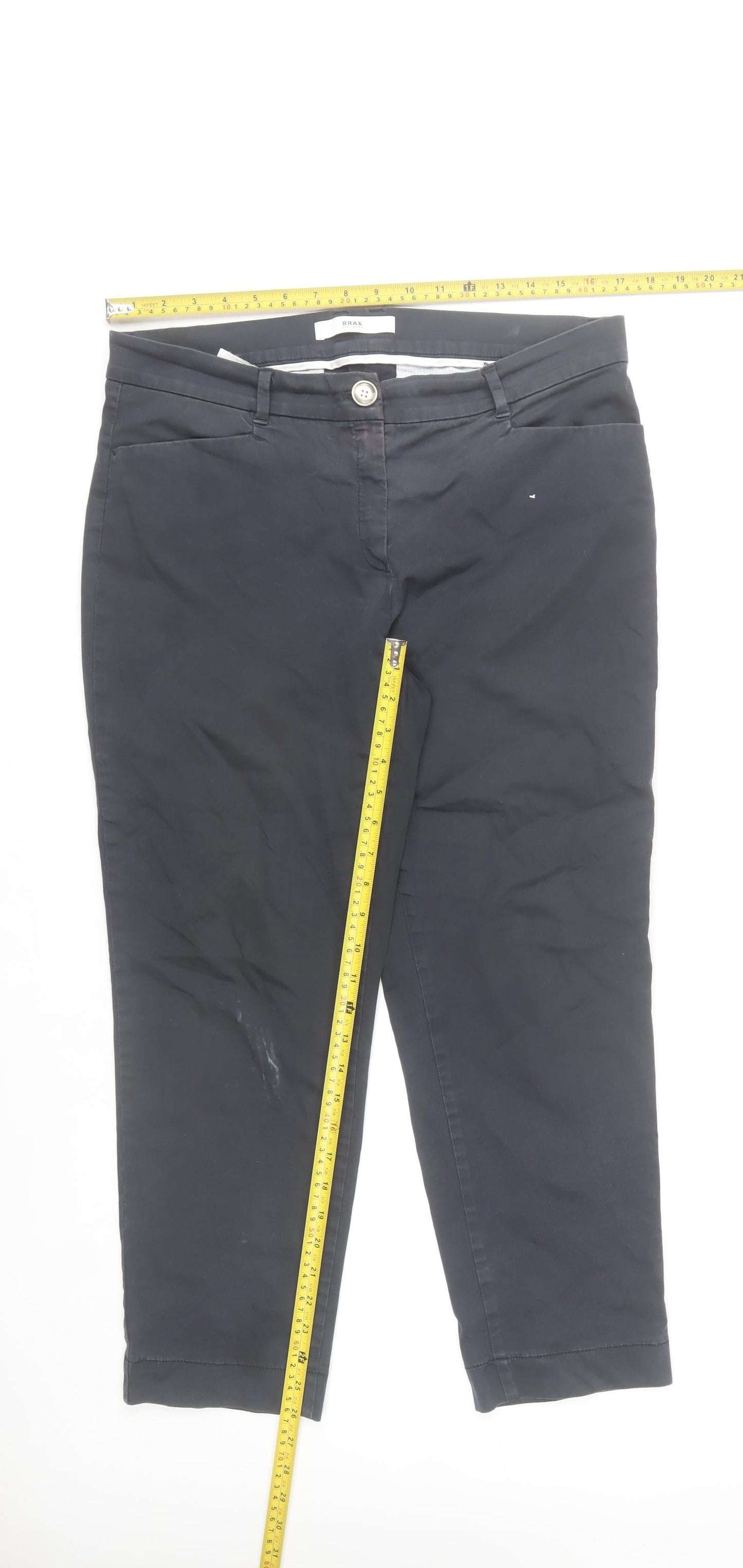 Brax Feel Good Women's Black Chino Trousers Size 16R Cotton Blend