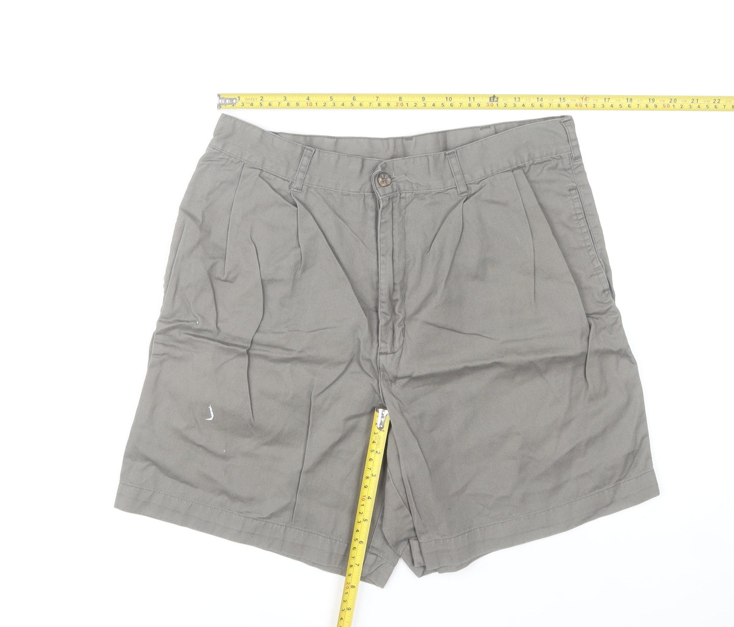 St Bernard Men's Grey Chino Shorts Size L 34in Cotton Pleated