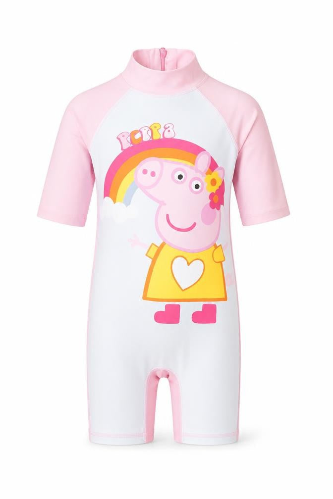 Peppa Pig Girls Pink UV Sun Suit 2-4 Years Quick Dry Swimwear