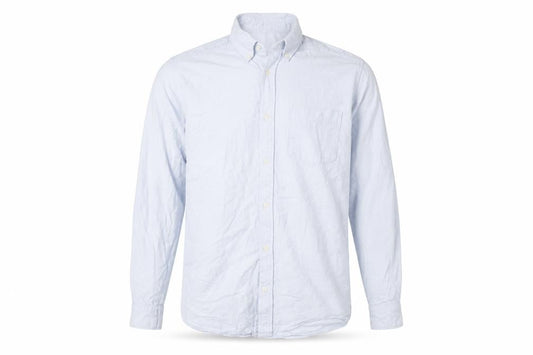 H&M Men’s Blue Cotton Regular Fit Long Sleeve Button-Up Shirt Size L