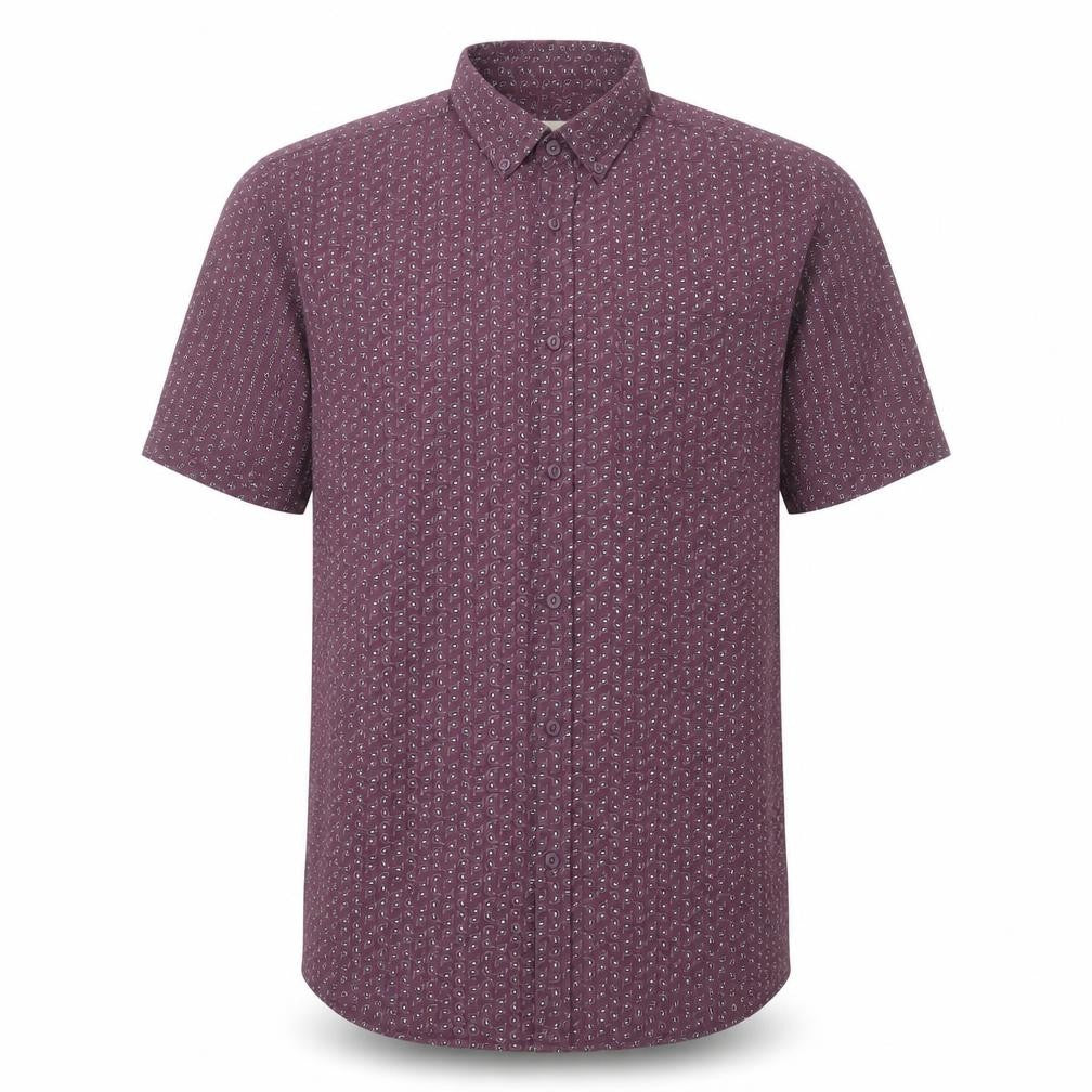 River Island Men's Purple Paisley Short Sleeve Button-Up Shirt Size L
