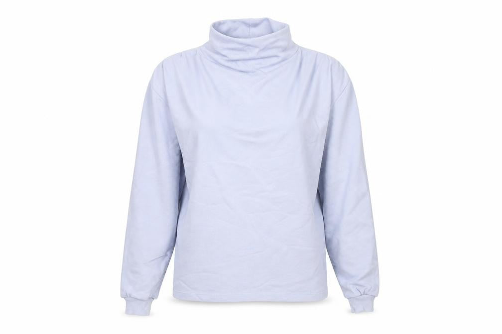 Gallery Women Light Blue Cotton Pullover Sweatshirt Medium