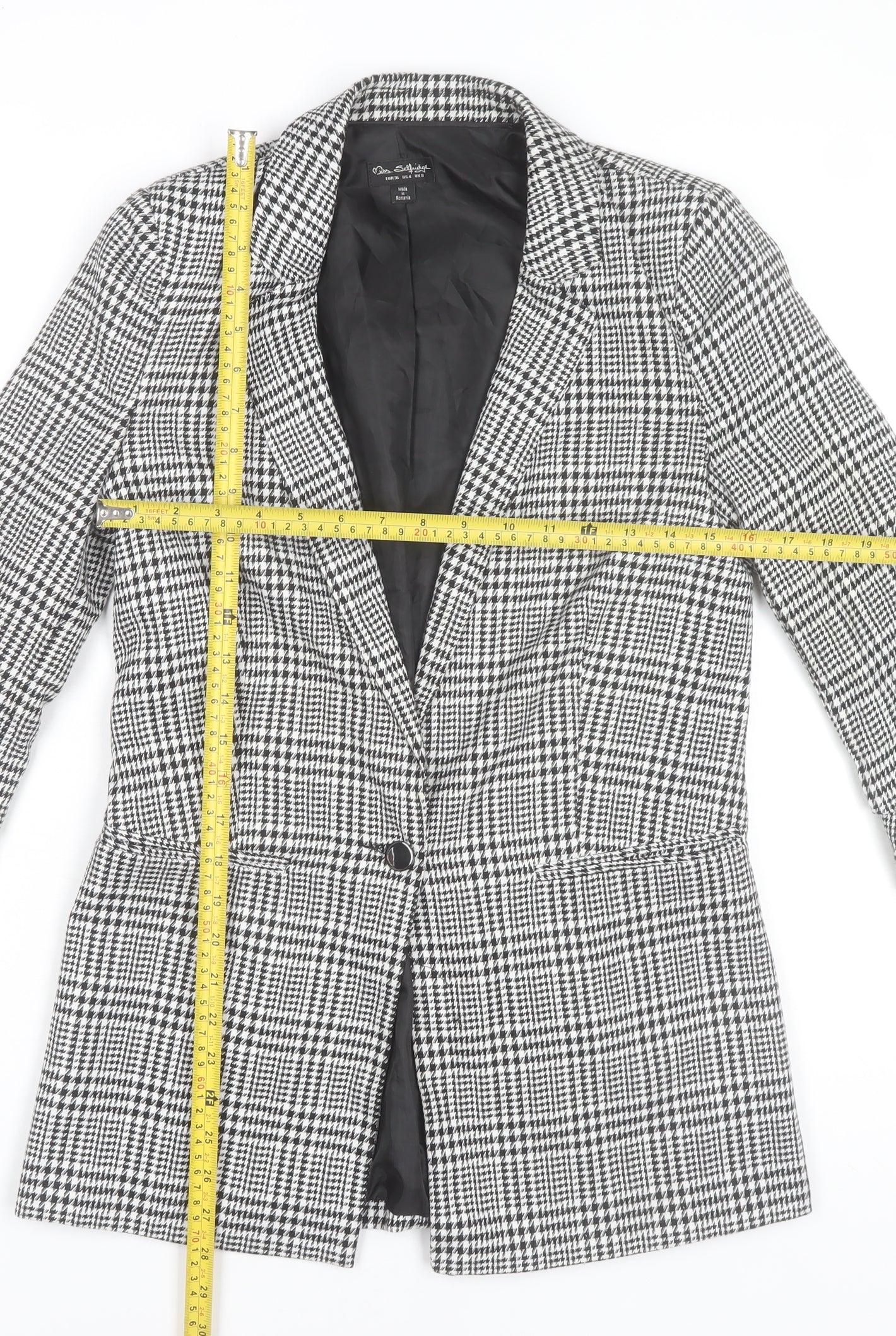 Miss Selfridge Women's Black Check Blazer Jacket Size 8