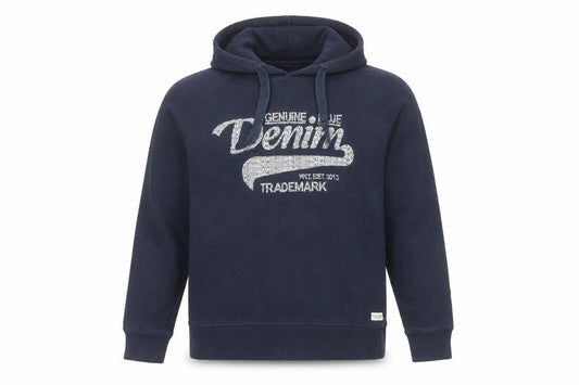 Stock & Hank Men's Blue Pullover Hoodie L Cotton Graphic Sweatshirt