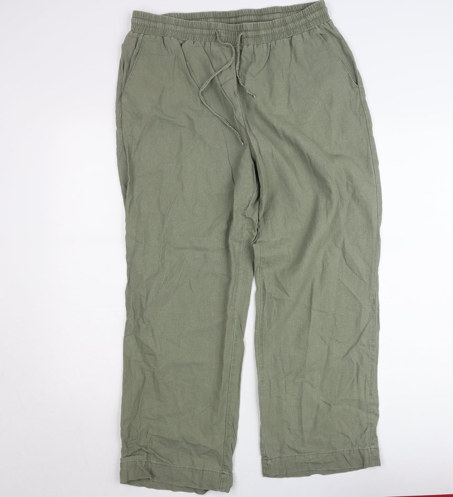 FREE/QUENT Womens Green XL Relaxed Linen Blend Trousers