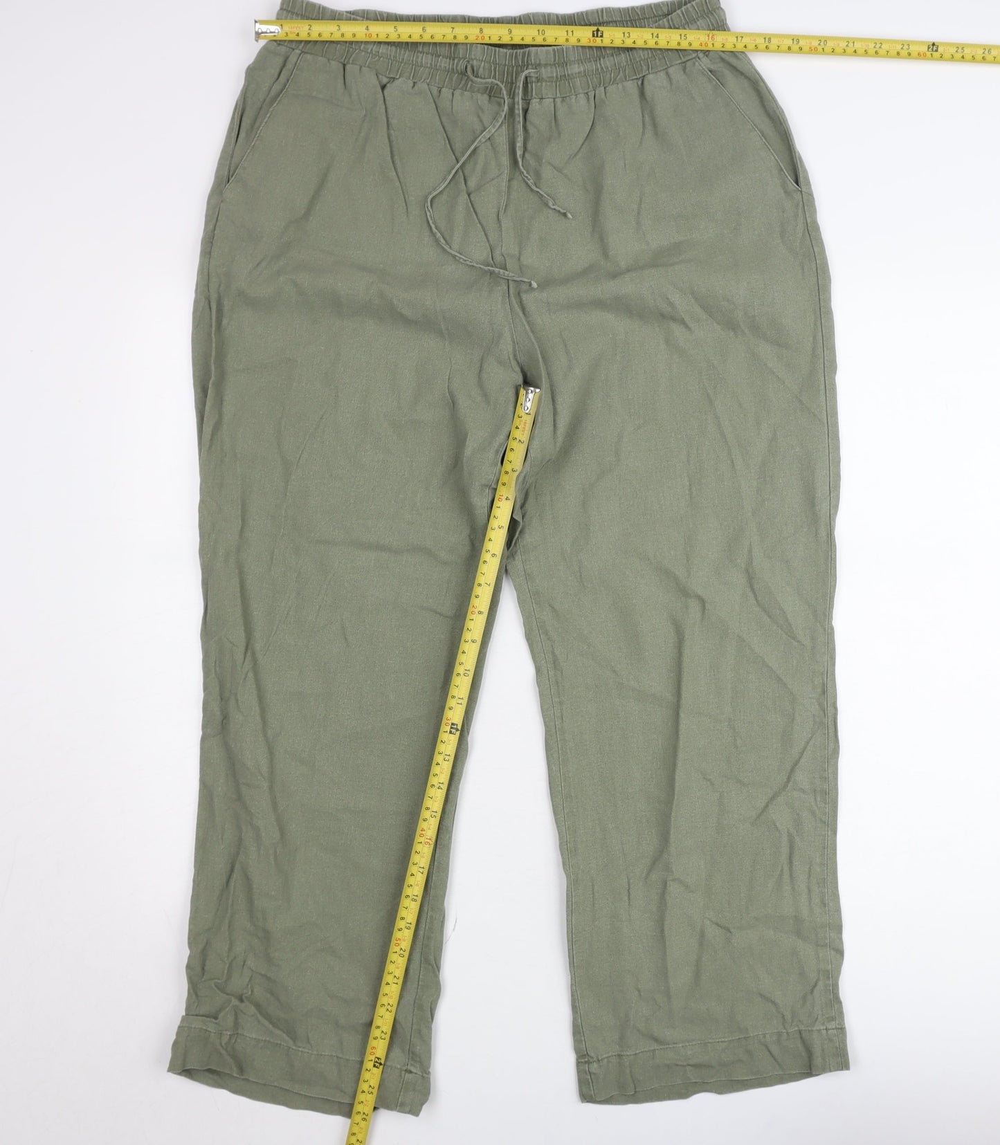 FREE/QUENT Womens Green XL Relaxed Linen Blend Trousers