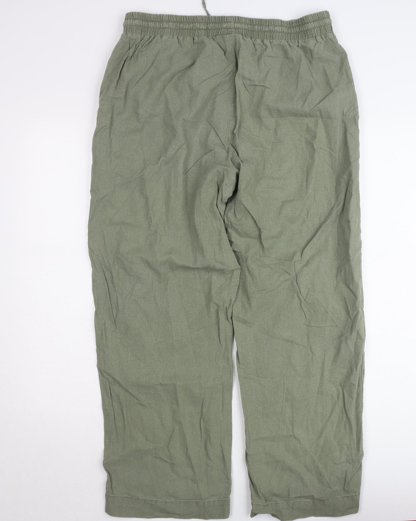 FREE/QUENT Womens Green XL Relaxed Linen Blend Trousers