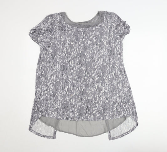 RJR John Rocha Women’s Grey Lace Neckline Tunic Blouse Size 16