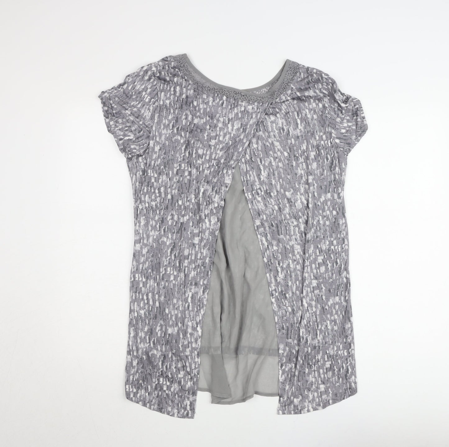 RJR John Rocha Women’s Grey Lace Neckline Tunic Blouse Size 16