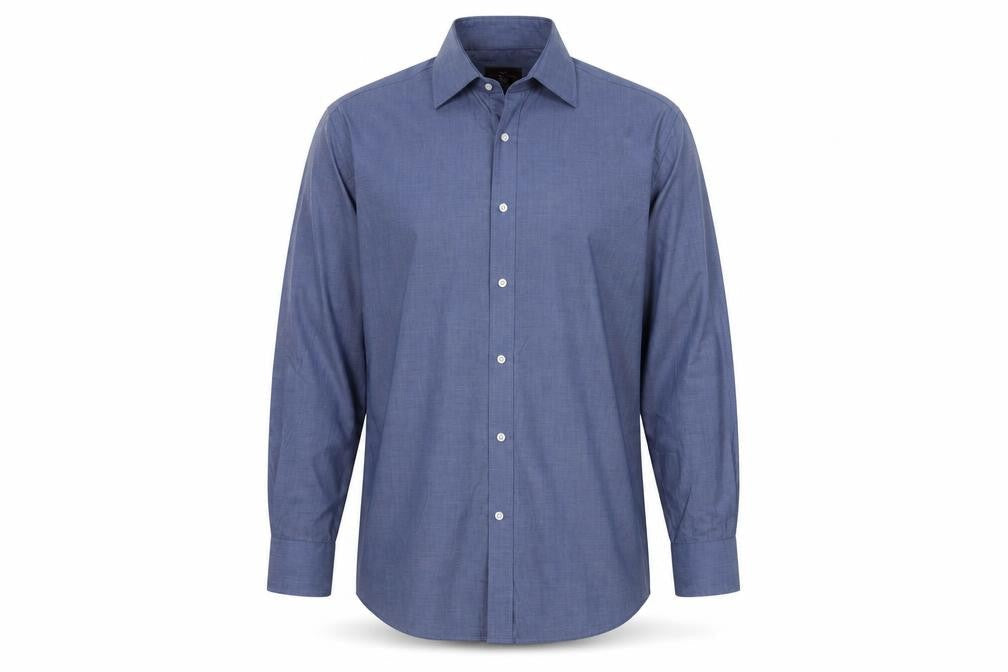 Moss Esq. Men's Blue Regular Fit Long Sleeve Button-Up Shirt 16.5