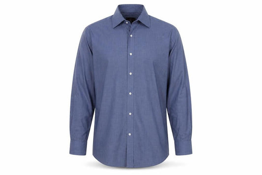 Moss Esq. Men's Blue Regular Fit Long Sleeve Button-Up Shirt 16.5