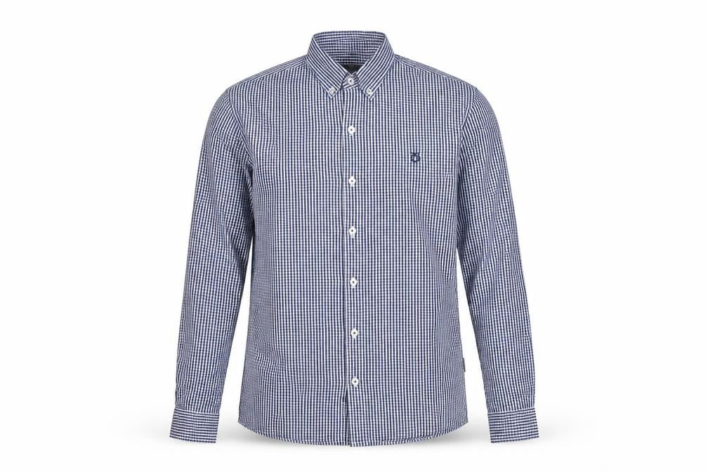Peter Werth Men's Blue Check Long Sleeve Button-Up Shirt Size L