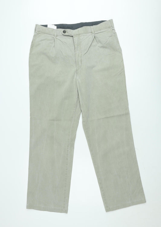 Brühl Classic Men's Beige Chino Trousers 36L Cotton Stretch