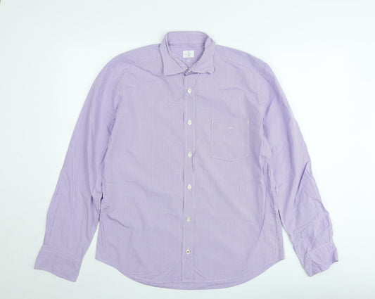 Hartford Men's Purple Check Long Sleeve Button-Up Shirt Medium