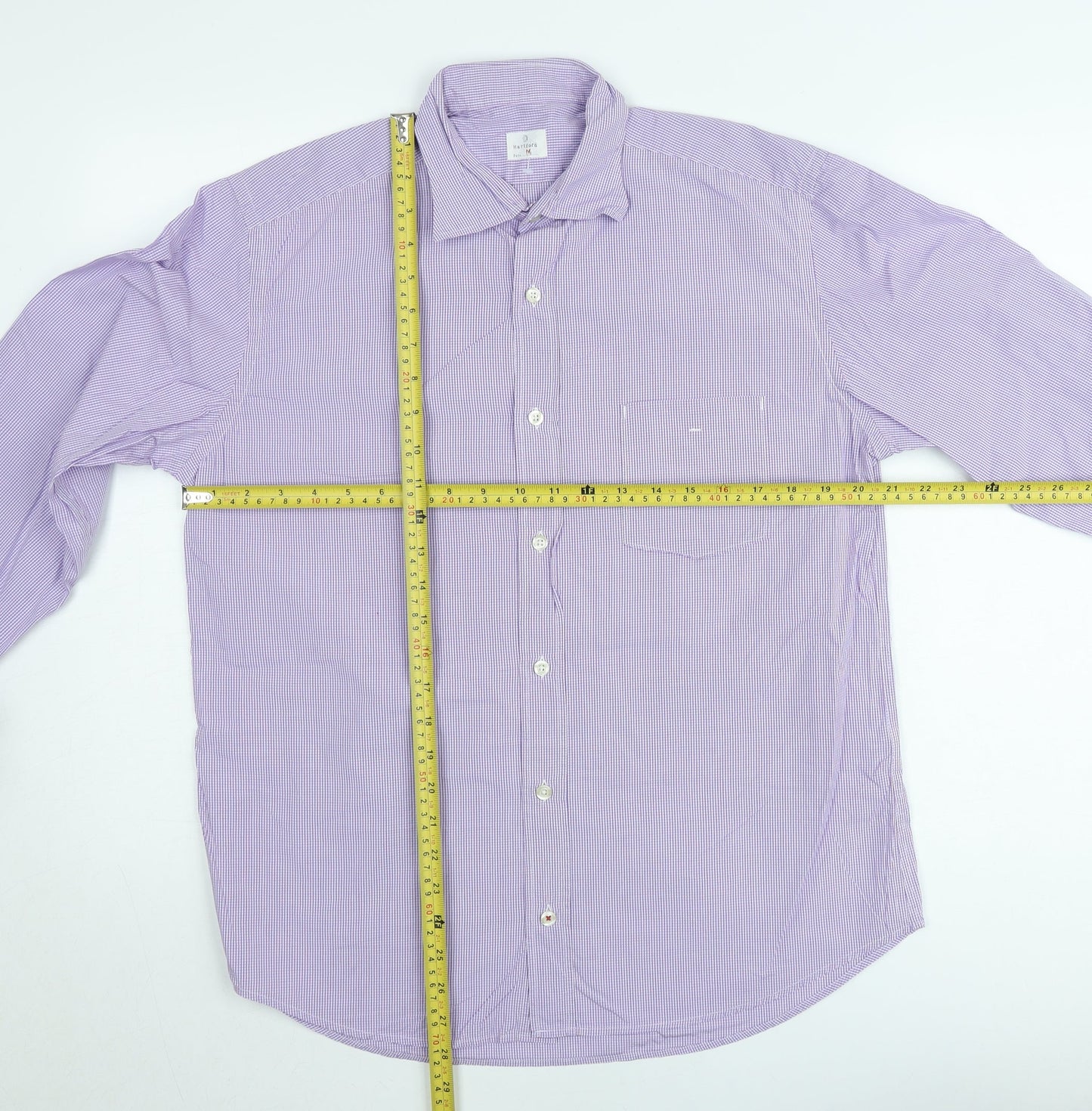 Hartford Men's Purple Check Long Sleeve Button-Up Shirt Medium