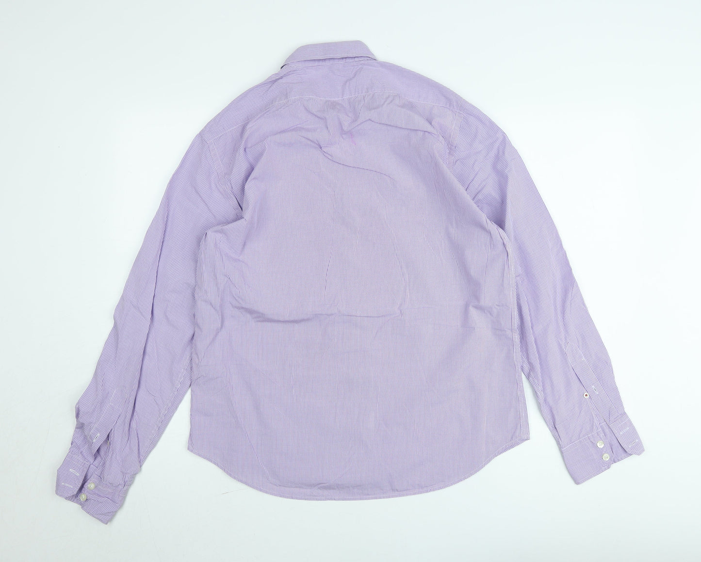 Hartford Men's Purple Check Long Sleeve Button-Up Shirt Medium