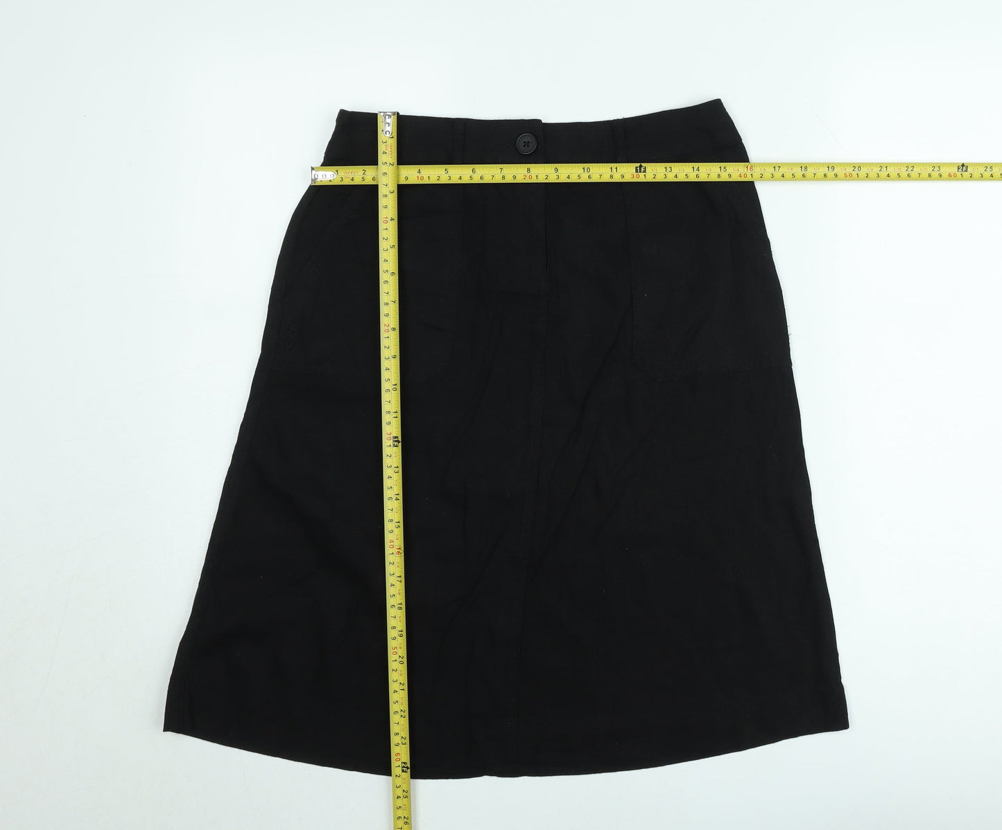 South Women’s Black Linen A-Line Skirt Size 10 Knee Length