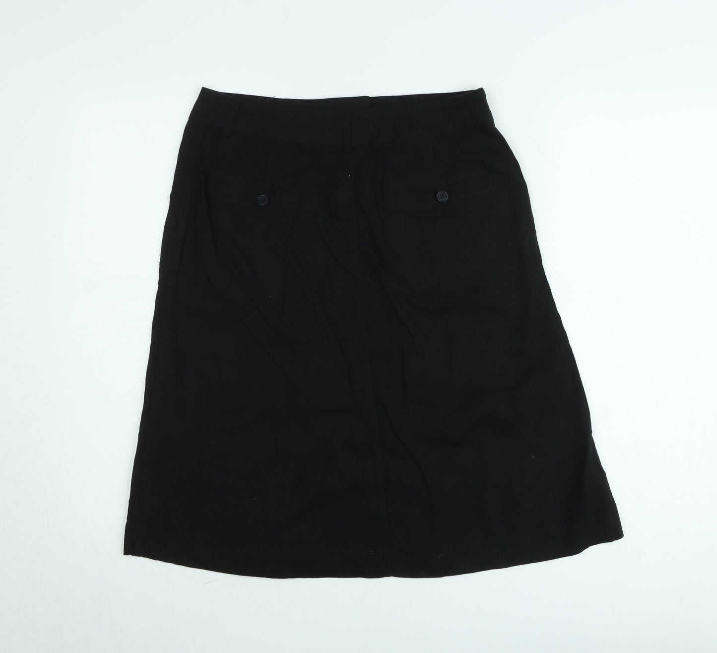 South Women’s Black Linen A-Line Skirt Size 10 Knee Length