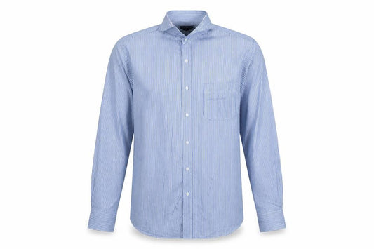 Debenhams Men's Blue Striped Slim Fit Long Sleeve Button-Up Shirt 15.5in