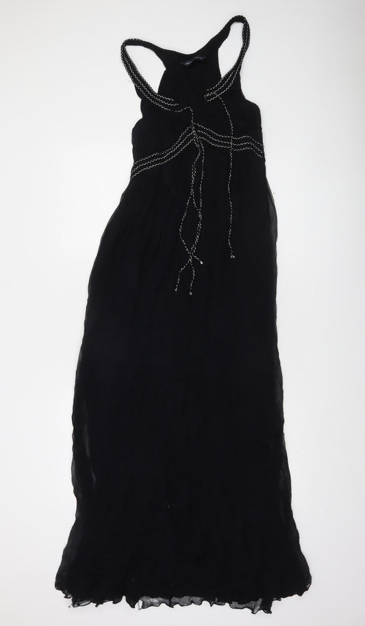 French Connection Women’s Black Halter Beaded Maxi Dress Size 10