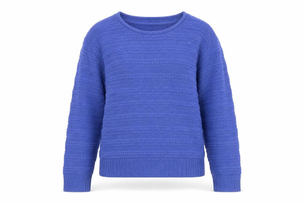 ONLY Women Blue Knit Open-Knit Pullover Jumper Size M