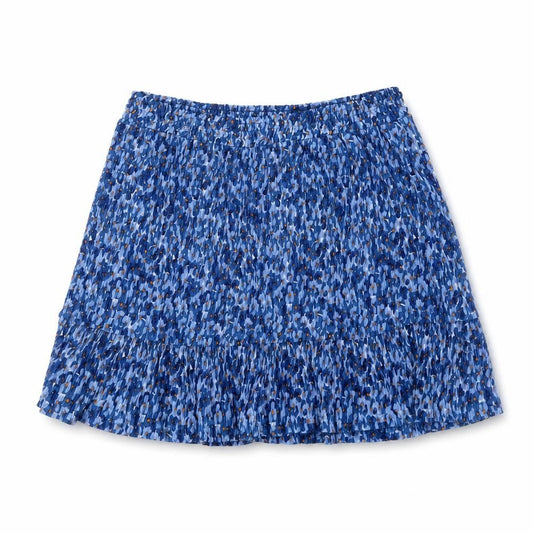 Mango Womens Blue Pleated Floral Short Skirt Size M