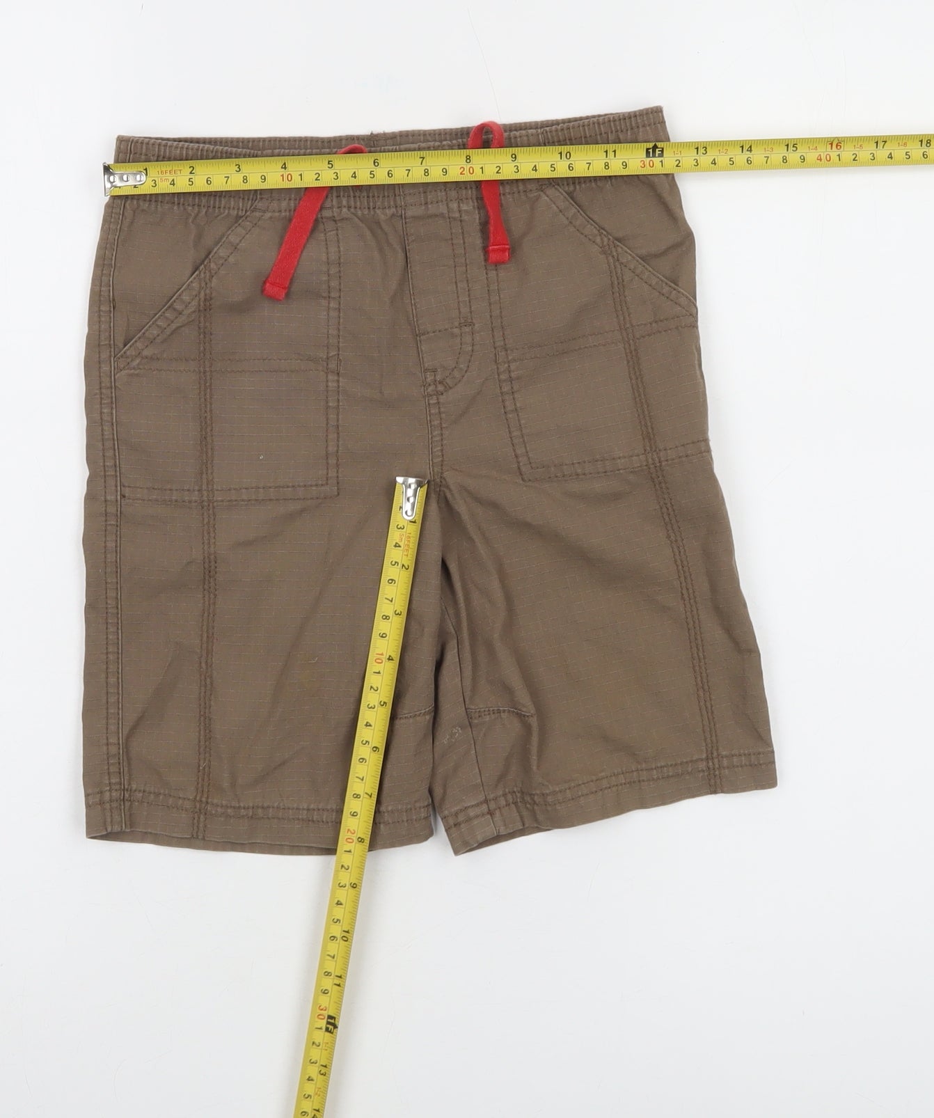 Cherokee Boys Brown Cargo Shorts 6-7 Years Elastic Waist Cotton Twill