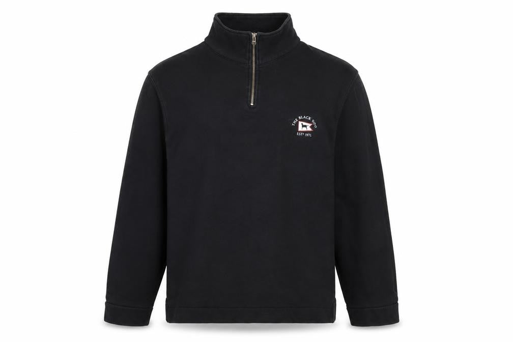 The Black Dog Men’s Black Small Quarter Zip Cotton Sweatshirt