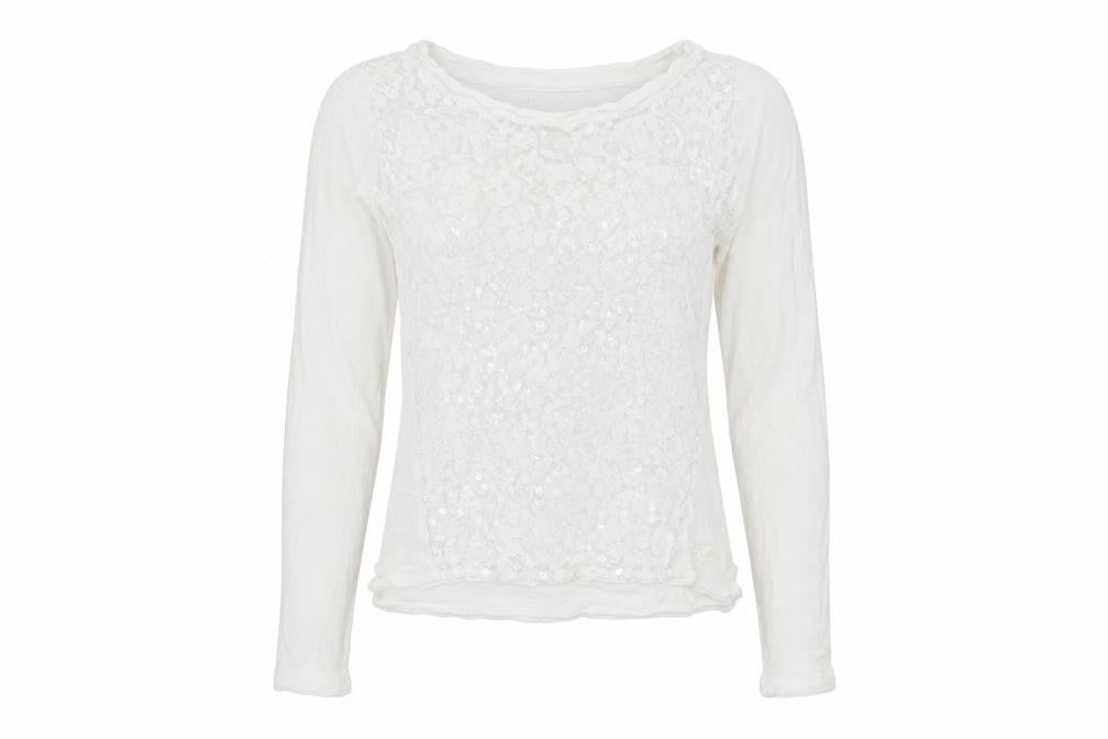 Hollister Women’s White Sequin Long Sleeve T-Shirt XS