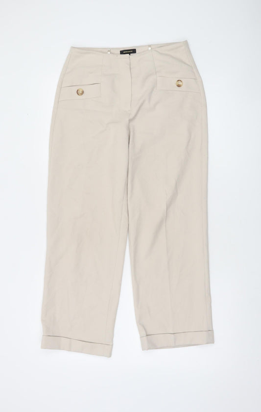 More & More Women Beige Cropped Trousers Size 6 Polyester Blend