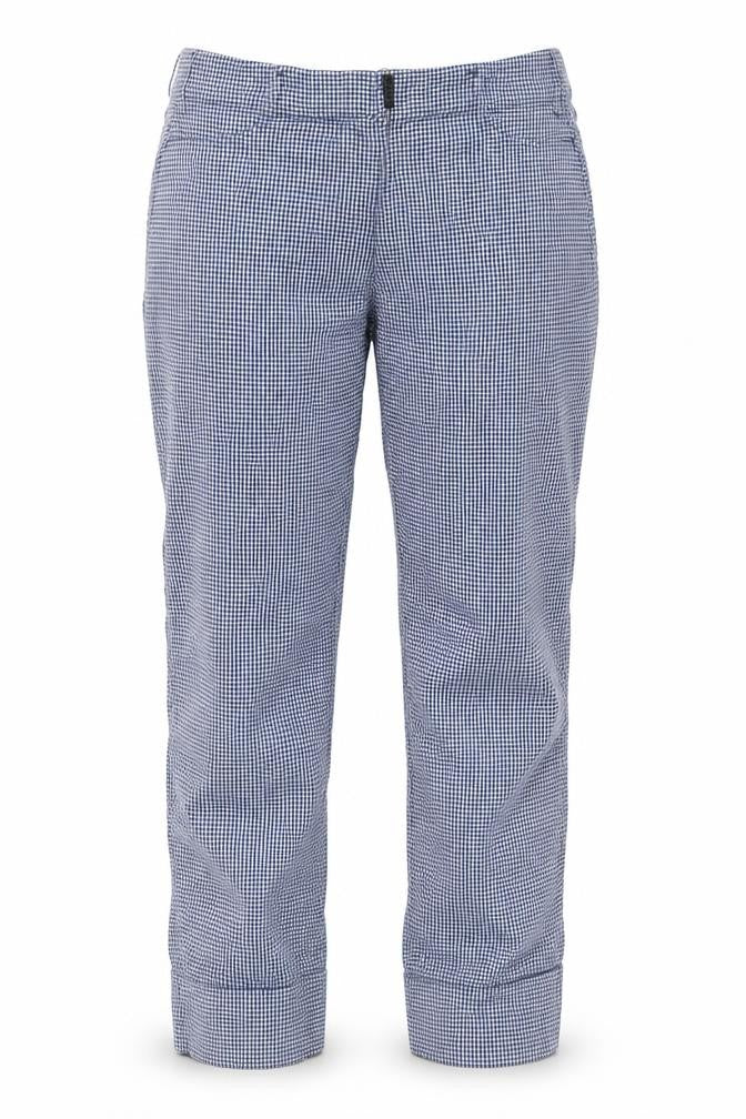 Gallery Women's Blue Check Stretch Trousers Size S