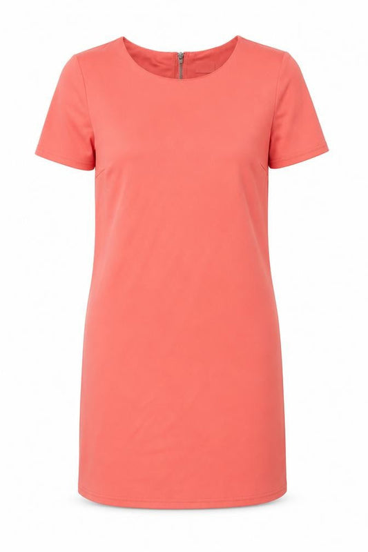 Vila Women's Pink Shift Knee Length Short Sleeve Dress S
