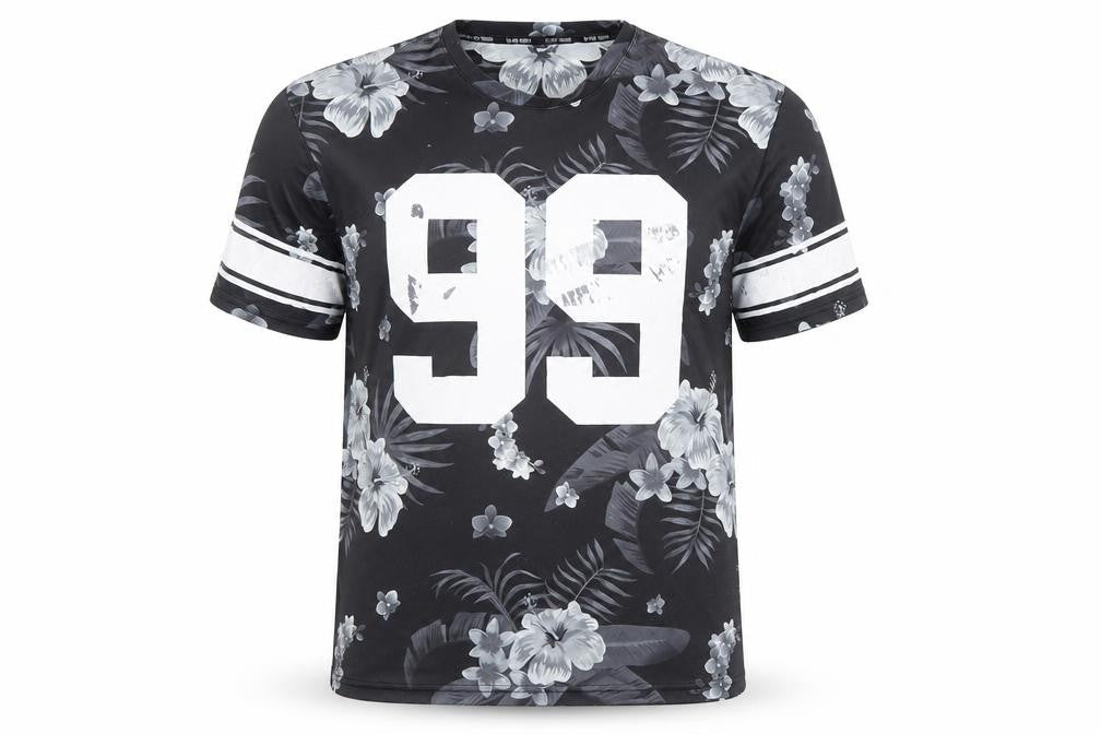 Black Squad Men’s Black Floral Number 99 Loose Fit T-Shirt Size S