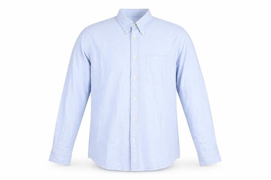BHS Mens Blue Long Sleeve Cotton Button-Down Dress Shirt Size L